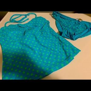 2 piece Swim wear for petite in polka dots aquamarine